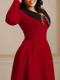 Fashion Solid Color Women's Long-Sleeved Collar Elegant Thin African