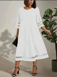 Women's Clothing 2025 Spring New Splicing Round Collar Elegant