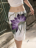 Wind Lotus Leaf Print High-Waisted Ass Slimy Skirt Timea Net