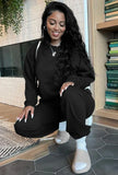 Casual Plain Long Sleeve Loose Sweatshirt And Matching Pants Two Piece