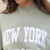 Fashion Women Sweatshirts Tops Autumn Vintage Faded Washed Letters Sweatshirts Long Sleeve O-Neck Pullover Tops Streetwear-Outfit