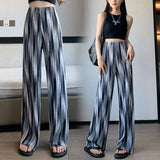 Stylish Tie Dye Gradient Trousers Women's Clothing High Waist Casual Loose Wide Leg Vintage Printed Commute Elastic
