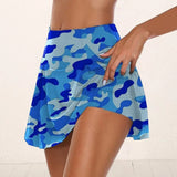 Gym Women Running Shorts Skirt High Waist New Shorts Mesh Double Layer Print Patchwork Fitness Shorts Sports Short