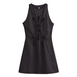 Hollow Design Short Dress 2025 Summer Vest Sleeveless Mini Dress