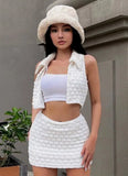 Sweet Asymmetrical Sleeveless High Waist Solid MiniTwo Piece Skirt