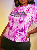 Printed Casual O-Neck Short Sleeves Tie Dye Two Piece Shorts