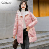 2021 New Hooded Long Parkas Women Winter Fashion Solid Thick Coats Elegant Basic Cotton Padded Winter Jacket