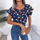 Wind Shooting Spring And Summer Leisure Loose Lotus Leaf Side With Chiffon Shirt Women's