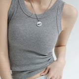 Ribbed Camisole with Padded Bust Women Sleeveless Undershirt Summer Solid Color Outerwear Concealing Side Cleavage-Outfit