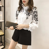 Korean Blouse 2020 Fashion Flower Female Clothing Shirt Cotton Embroidered Tops Korean Style Fresh shirt 529E