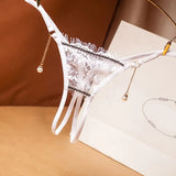 panties ladies low waist transparent sexy open file free temptation pearl pendant sexy