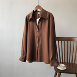 Women's Lightweight Texture Silk Blouse Autumn 2022 New Korean Style Long Sleeve