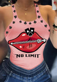 Sexy Square Collar lip letter Print