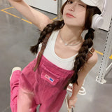 Pink Baggy Jeans Overalls For Women Wide Leg Pants Rompers Summer 2023 Casual Retro Denim Jumpsuit Trousers Female