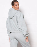 Plus Size Zipper Long Sleeve Hoodies And Pant 2 Piece