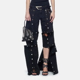 Toloer Premium Sense Pants Spring 2024 New Fashion Personality Trend Wind Detachable Design Sense Jeans-Outfit