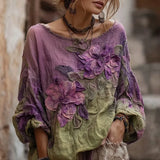 New Hot 3D Printed Ladies Round-Neck Long Sleeve Retro Bohemian