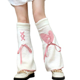 Women Long Socks Lolita Leg Warmer Knit Japanese y2k Accessories Gothic Knee Socks Harajuku Fashion Bow Heart Stockings-Outfit