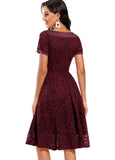 Lace Short Sleeve A-line Bridesmaid