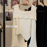 Three-Dimensional Flower Temperament Sweater Horn Irregular French Ear Repair Bottom Knitted Shirt