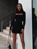 Knitted Dress 2025 Autumn And Winter New Hollow Sexy Tight Short Sweater