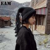 2022 Spring Winter Woman Personality Stylish Dreadlocks Tassels Knitting Keep Warm Two Wear Methods Hat All Match