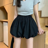 Summer Elastic Band Shorts Pants For Women Summer Casual Korean Female Black White Loose Pumpkin Bloomer Short Pants