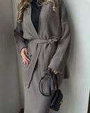 Knitted Knitted With Long Sleeve Open Shirt Two-Piece Set In The Long-Sleeved Skirt In The Autumn/Winter Of