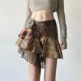 Lace Splicing Irregular Half-Body Skirt Babes Slimmed Fashion Design Sense Low-Waist Short