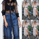 Autumn Women Mesh Sheer Maxi Dress See-through Party Club wear Dot Lovely Office Ladies Dress New-Outfit
