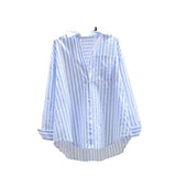 Shirt 2025 Spring And Autumn Casual Polo Collar Long Sleeve Stripe Loose Retro Stripe Commuting Top