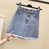 Size Women's High Waist Denim Skirt 2020 New Spring Summer Skirt Large Size Wild Bag Hip Casual A-Line Short Skirt