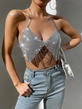 Toloer Sexy Flash Diamond Sling Type Slim Nightclub Versatile Back Wrapped Chest Vest