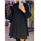 Autumn And Winter Lantern Sleeve Hepburn Small Black Dress Large Size Fat Mm Reduced Age Thin Knitted Dress