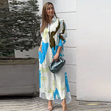 Autumn And Winter Women's New Fashion Casual Printing Loose Shirt Dress