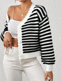 R-Shirt 2025 Autumn And Winter Sweater Coat Women's Rainbow Striped Lantern