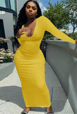 Ribbed Sexy Long Bodycon Dress with Full