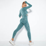 Women Fitness Sets Female Sport Gym Suits Wear Running Clothes Women Workout Sport Suit Long Sleeve Crop Top