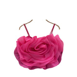 Holiday Wind Eogen Yarn Three-Dimensional Flower Sling Vest Women's Summer New Ocean Chic Short