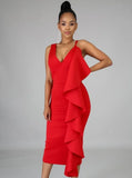 Sleeveless Ruffles Midi Party