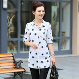 Long Style Shirts 2021 Spring Autumn New Plus Size Blouses Print Long Sleeve Chiffon Shirt Women Blouse Casual Tops
