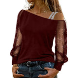 Fashion Woman T shirts Long Sleeve Tee Solid Colour Sexy Off Shoulder Tops Casual Streetwear Vintage Women Clothes