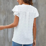 Sleeve Casual V-neck Summer Blouse Ladies Tops Fashion Women Outfits Chiffon Shirt Casual Loose Clothing Elegant New