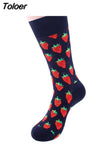 Colorful Cotton Men's Socks Funny Mushroom Strawberry Geometric Calcetines Happy Casual Skate Harajuku