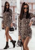 Sexy Print High Neck Long Sleeve Mini
