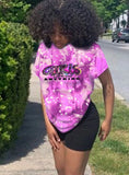 Printed Casual O-Neck Short Sleeves Tie Dye Two Piece Shorts