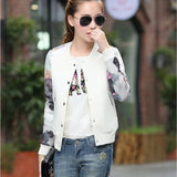 Women Jacket Brand Tops Flower Print Girl Plus Size Casual baseball Sweatshirt Button Thin Bomber Long Sleeves Coat