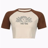 Angel Printed Short Sleeve Crop Top T Shirt Women Summer Clothes Cute Print T-shirt Ladie Streetwear Tee Shirt