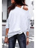 Women's Pullover Sweatshirt Heart Printed Long Sleeve One Shoulder Tops Autumn Winter Sweat Shirts Woman Casual