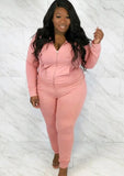 Plus Size Casual Backside Letter Print Hoodies And Pant 2 Piece